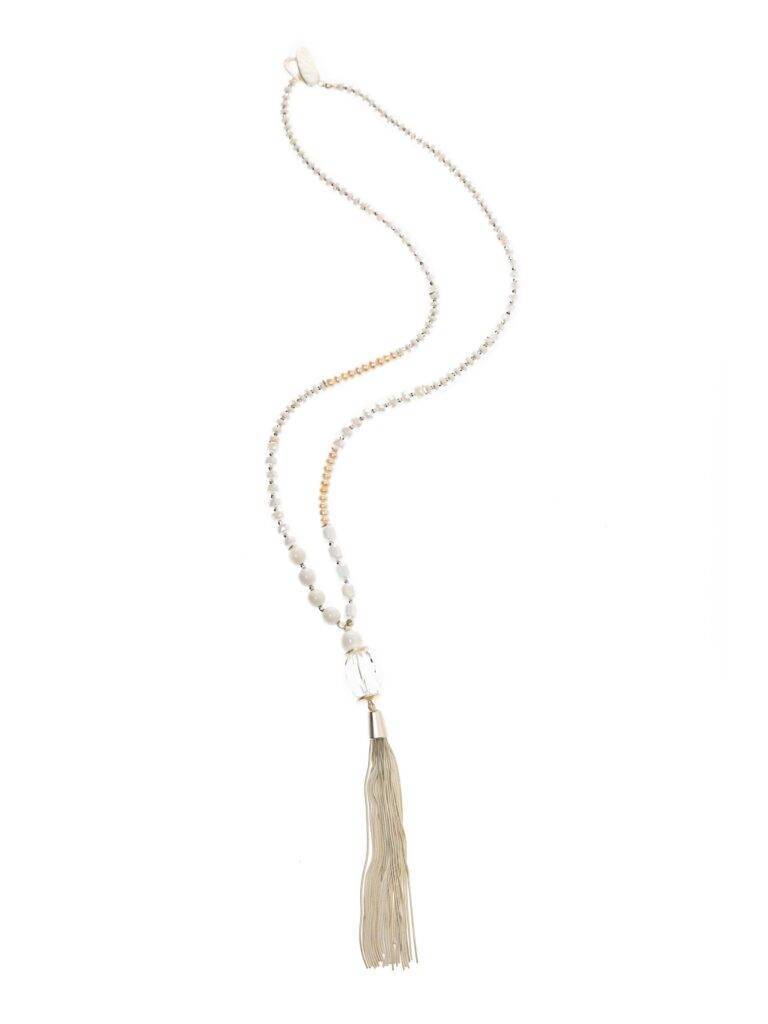 Lotus Tassel Silver Necklace