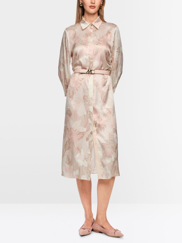 Marc Cain Silk Blouse Dress with Floral Print