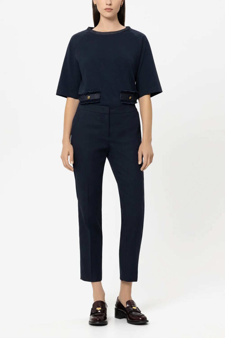 Luisa Cerano Gabardine Navy Sllim Pants