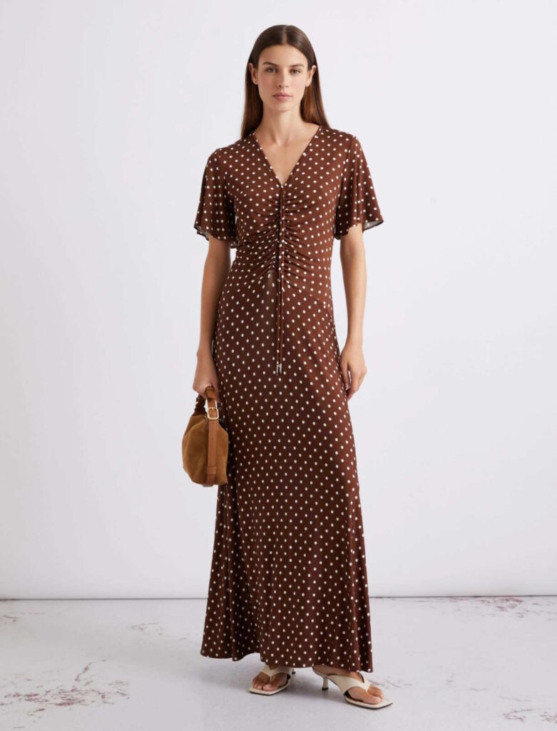 Marella Long Jersey Dress Brown
