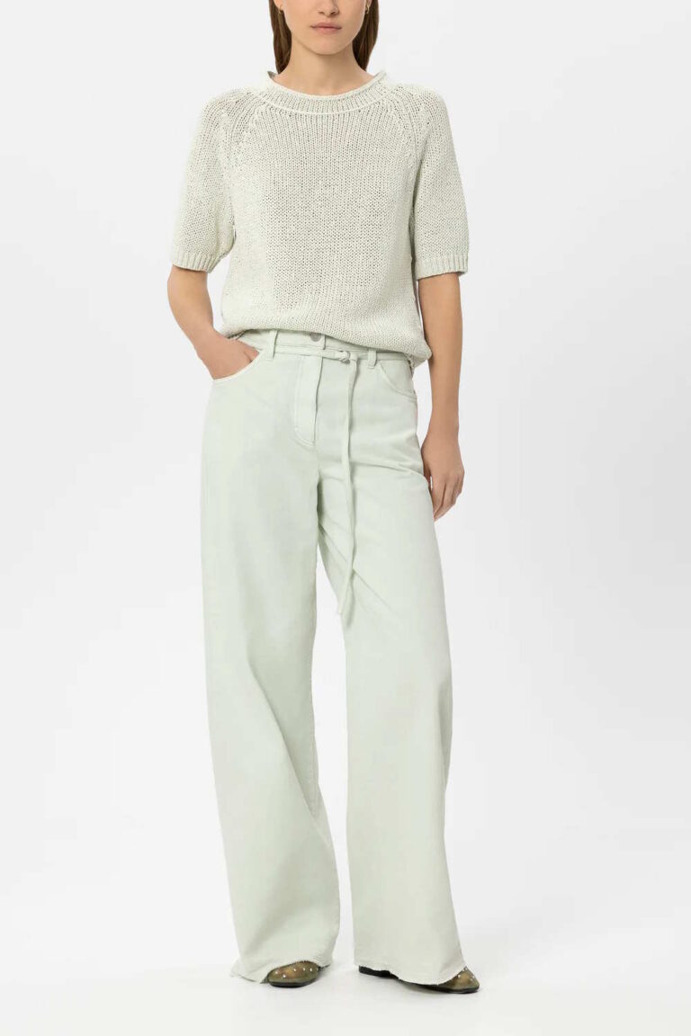 Luisa Cerano Wideleg Denim with Tie Belt Pistachio