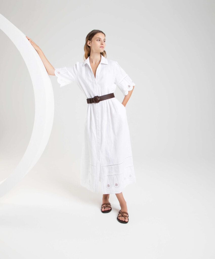 Purotatto White Linen Dress