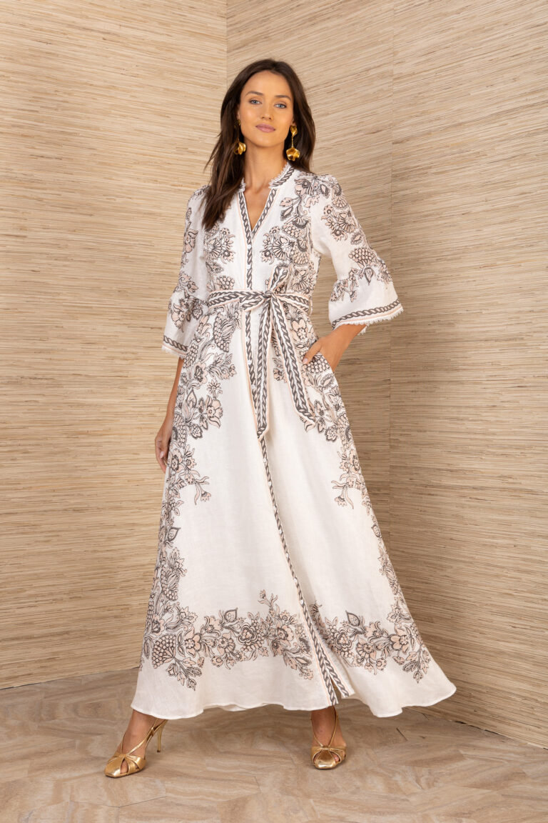 Hale Bob Long Linen Dress Beige