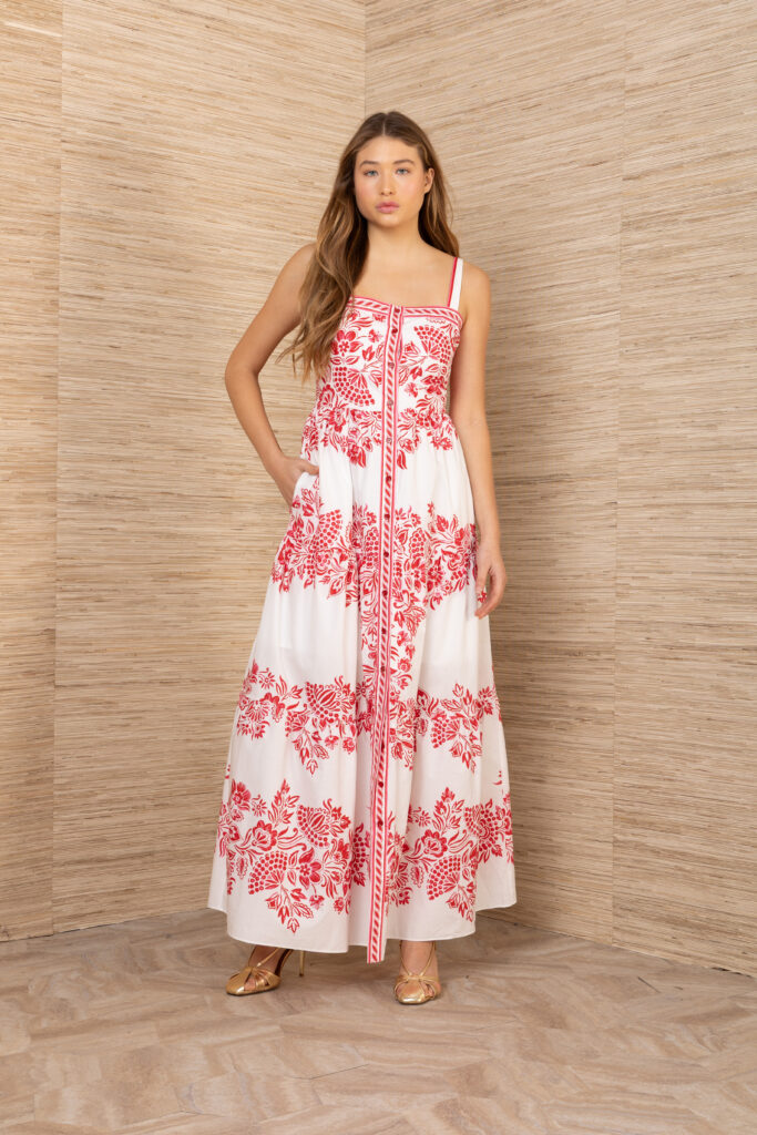 Hale Bob Long Strappy Dress Red