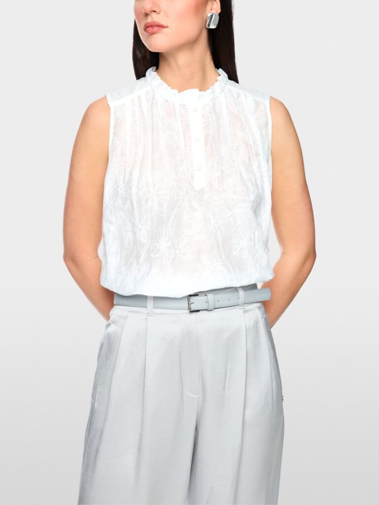 Marc Cain White Top with Ruffles