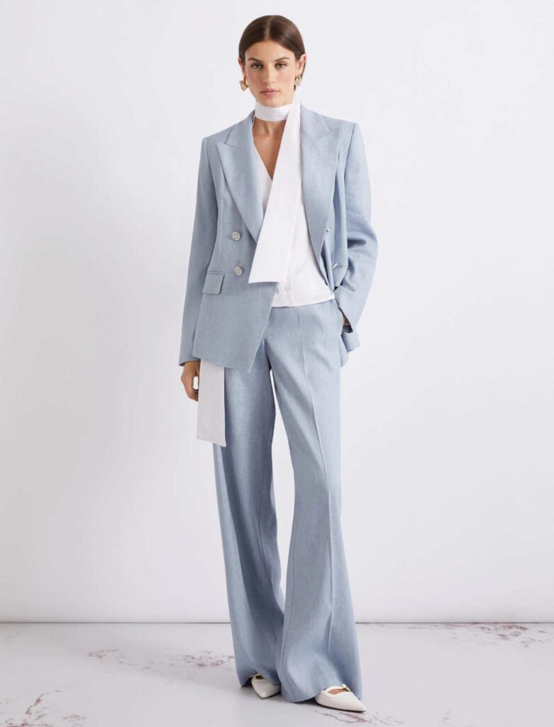 Marella Herringbone Light Blue Suit