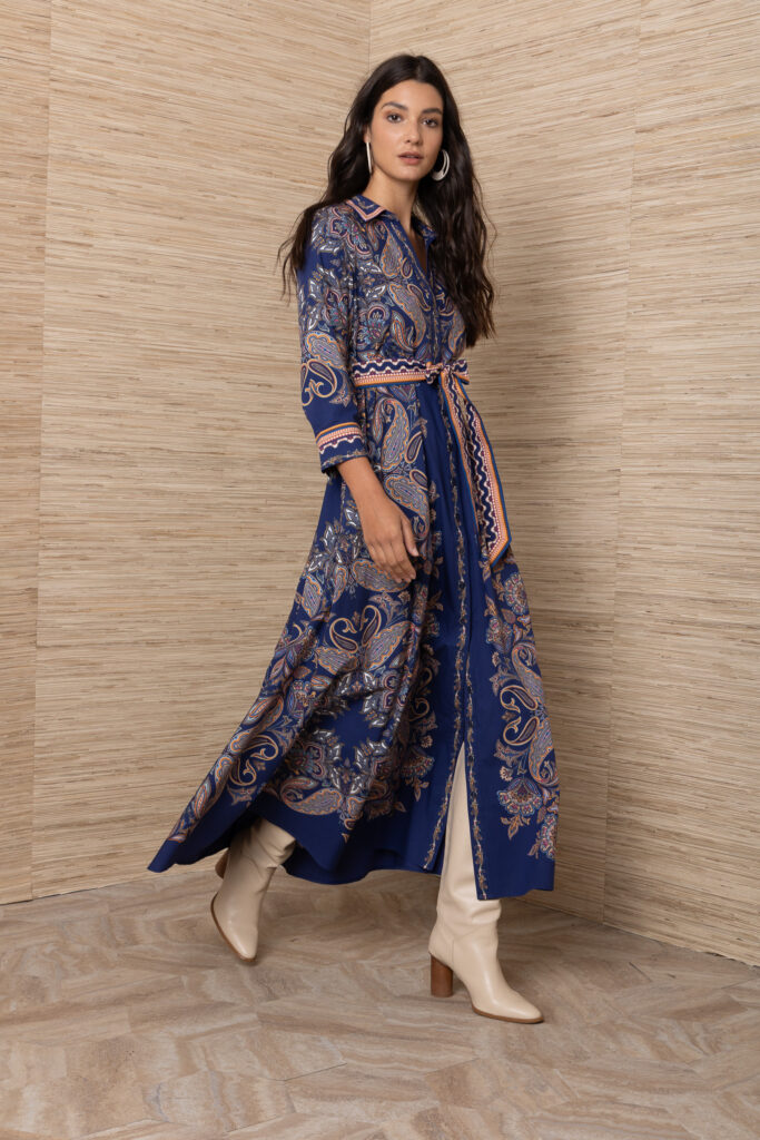 Hale Bob Cotton Navy Long Dress