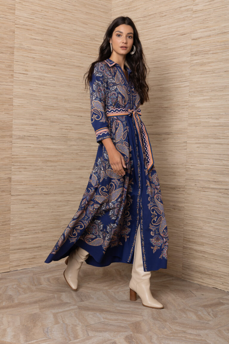 Hale Bob Cotton Navy Long Dress