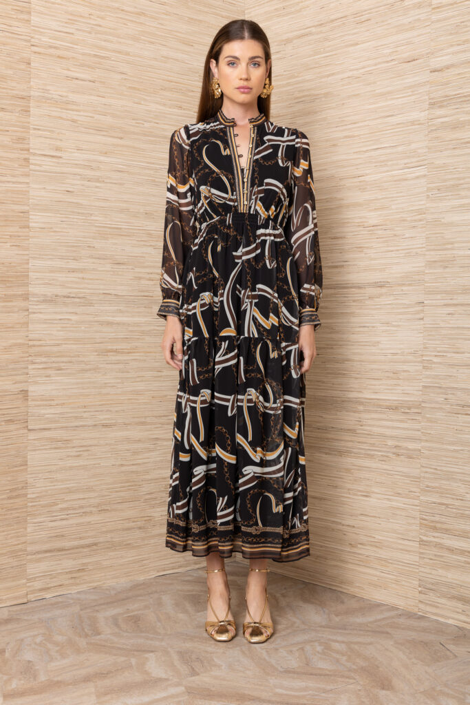 Hale Bob Long Chain Patterned Dress