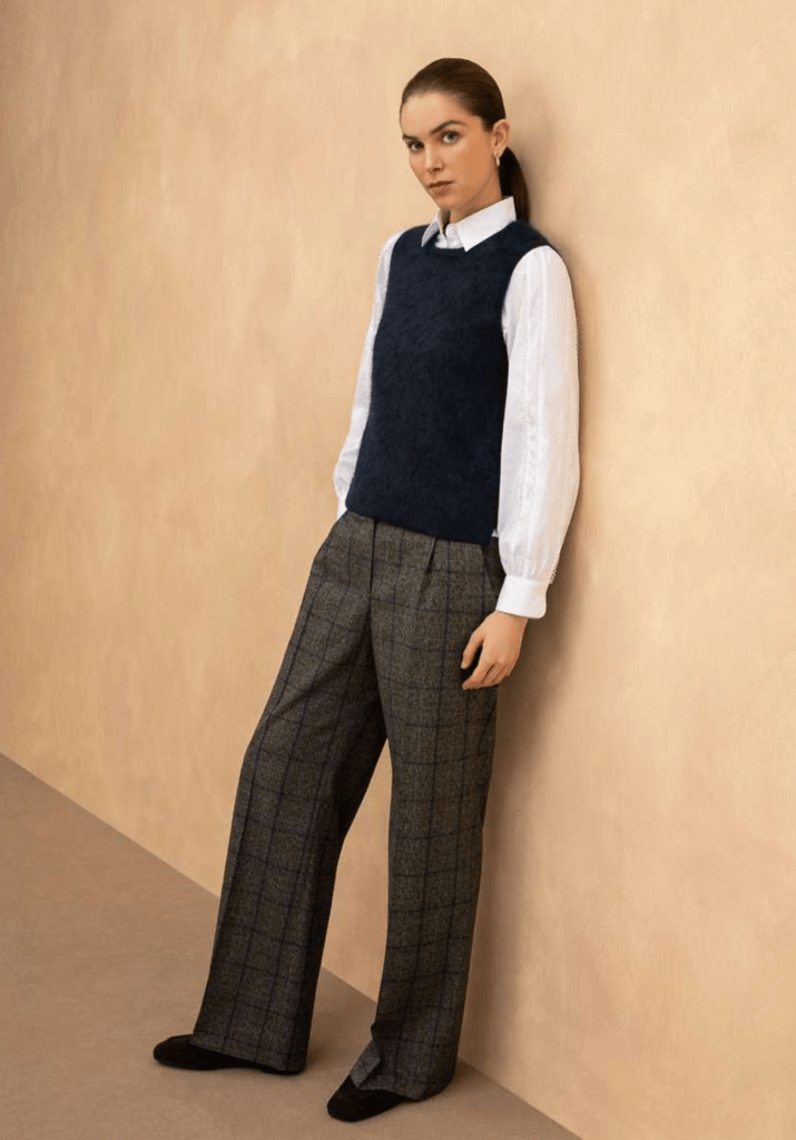 Purotatto Navy Grey Check Trousers